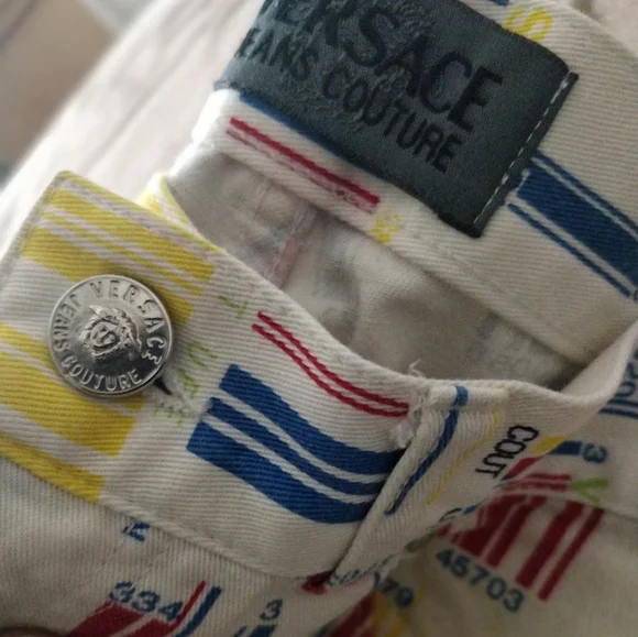 Archive Versace Jeans Couture Barcode Jeans Y2K Rainbow White Men’s 32 - Picture 7 of 11
